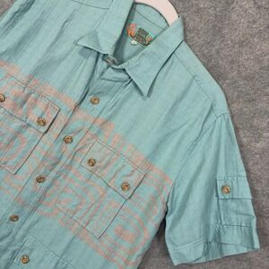Mister Freedom Upa Upa Shirt Mens Sz M Aqua Blue Slub Weave Tahitian Surf